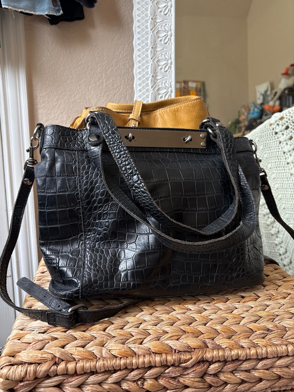 Patricia Nash black leather bag